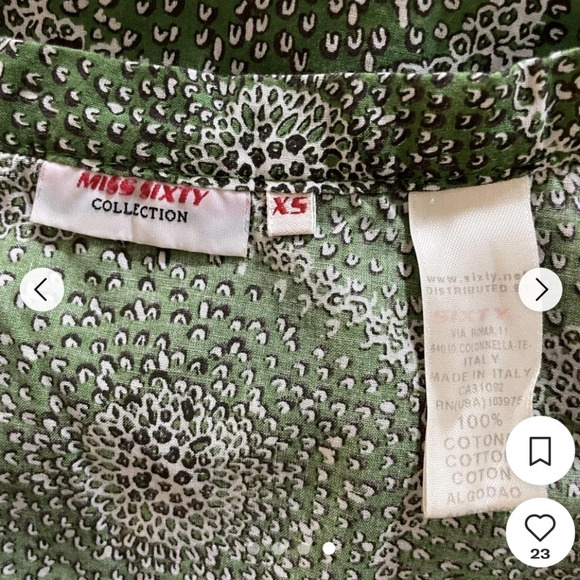 Miss Sixty Collection Green Puff Sleeve V Neck  Blouse XS - Picture 10 of 10